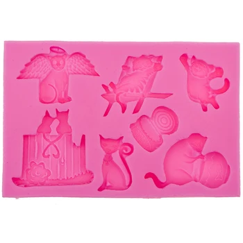 

Lovely Cat and mouse 3D Silicone Mold Chocolate Fudge Mould for Cake Decorating Tools F0575