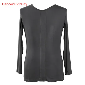 

Mens Ballroom Shirts Latin Dance Top Mens Sexy Performance Dancewear 2017New Arrival Round neck long sleeves Top