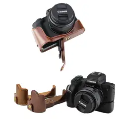 Новинка PU кожа Камера сумка для Canon EOS M50 EOSM50 половина тела крышка открыта аккумулятор черный Кофе коричневый