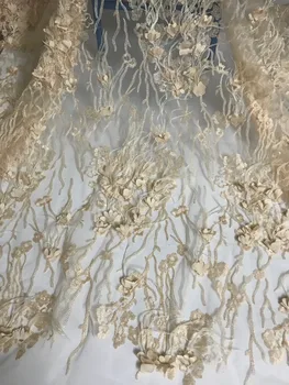 

latest styles CiCi-71107 French fashion wedding fabric luxury Tulle Lace with feather for Wedding Dress