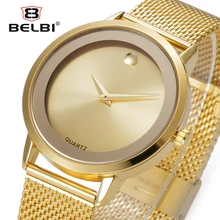 Belbi Top Marque De Luxe Femmes Montre En Acier De Mode Alliage Quartz Montres Dames Or Simple Style Casual Montre-Bracelet Élégant Montres