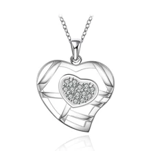 N631 стерлингового серебра 925 полый sweet heart с средний сердце ожерелье женщины свадьба модные украшения продвижение