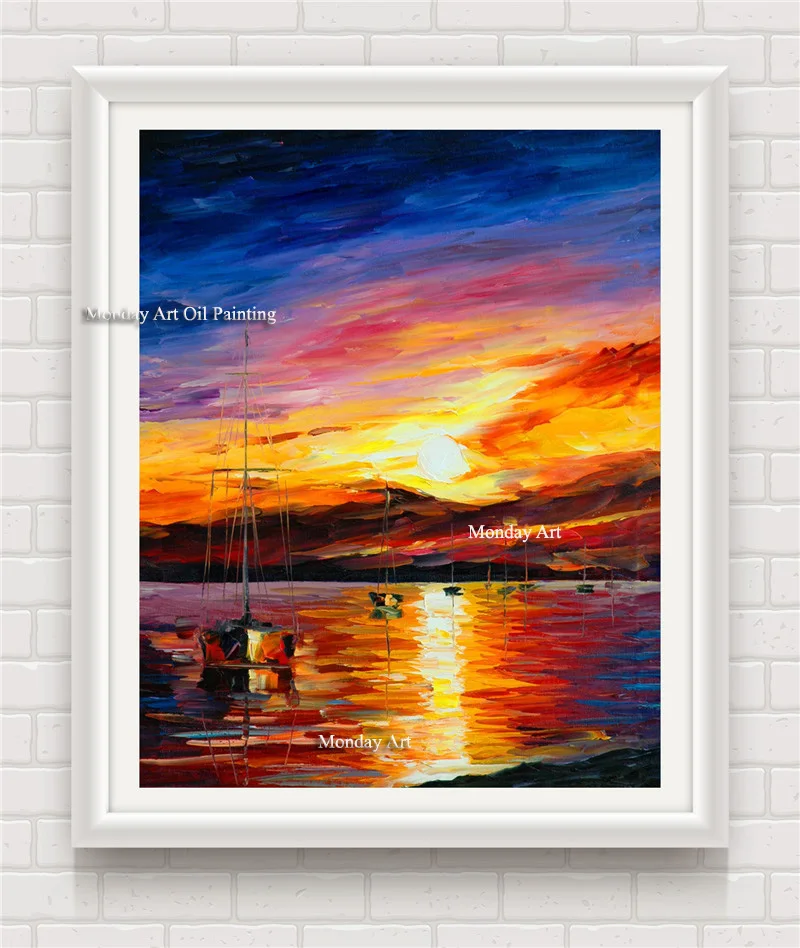 High-quality-Sunset-coast-canvas-oil-painting-picture-hd-landscape-mural-printing-modern-home-meal-decor (1)