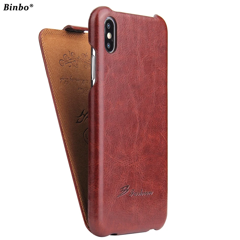 Binbo Крышка корпуса ля iPhone X для 7 8 чехол Флип кожаный вертикальный вверх и вниз