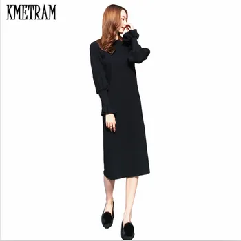 

KMETRAM 2020 Fashion Winter Warm Knitted Winter Dress Women Office Sexy Black Vestidos Bodycon Sweater Dress Robe Femme HH614