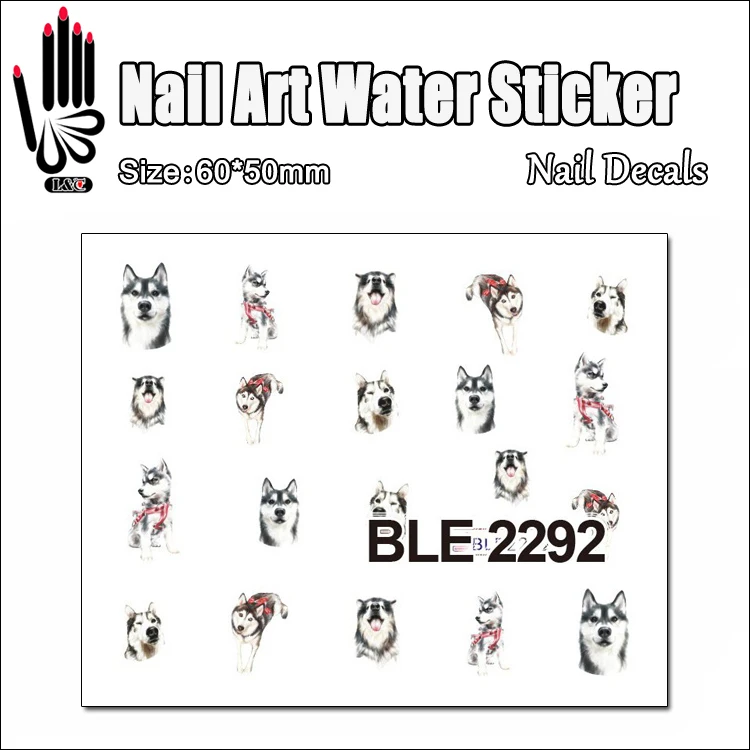 

1 Sheet Hot Nail BLE2292 Husky Cartoon Dog Nail Art Water Transfer Sticker Decal Sticker For Nail Art Decoration