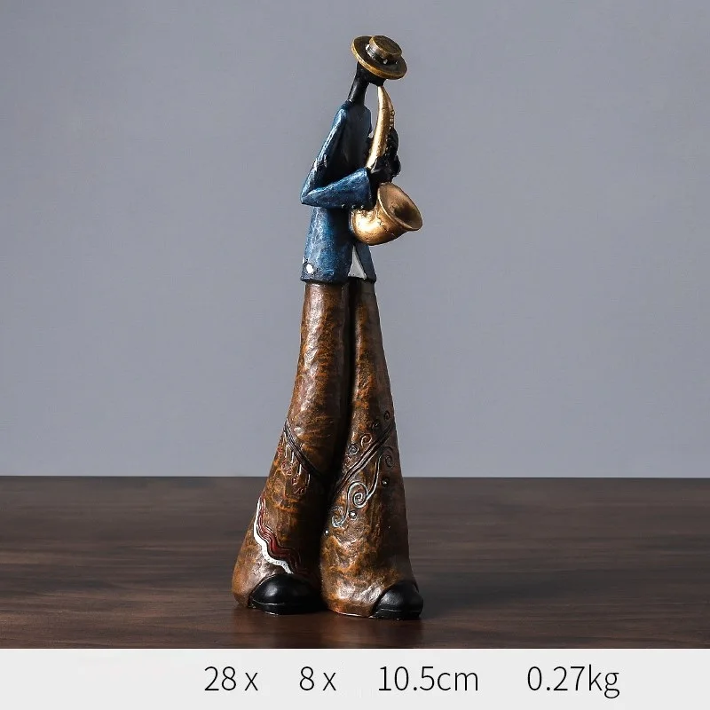 Креативная фигура Художественная Музыкальная рок-группа статуя из смолы забавная ретро-музыкальная декорация для дома саксофон гитара певица скульптура R870