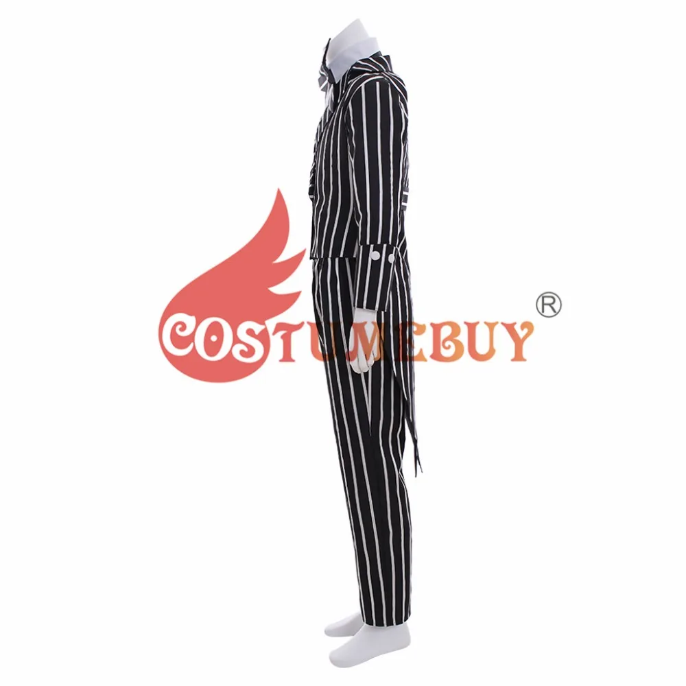 Costumebuy/Кошмар перед Рождеством; костюм Джека Скеллингтона; костюм в черную полоску; пиджак; Вечерние платья на Хэллоуин; унисекс