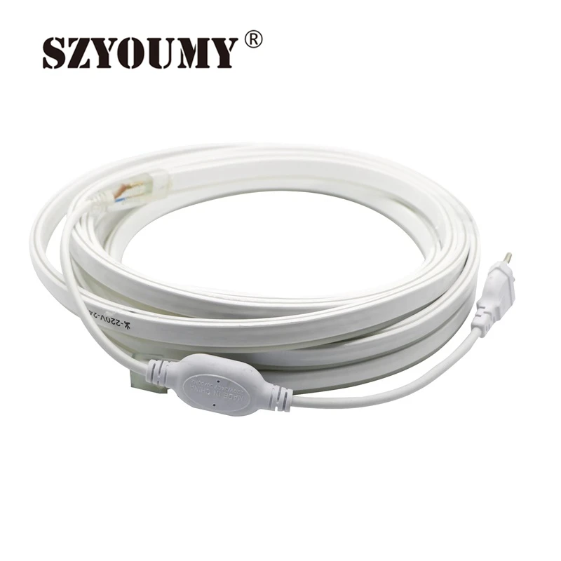 cheap SZYOUMY 20 Meters DHL 220V 240V Flexible Led Neon Flex Rope Bar Light SMD 2835 Outdoor Indoor White RGB Soft Tube Strip Lights
