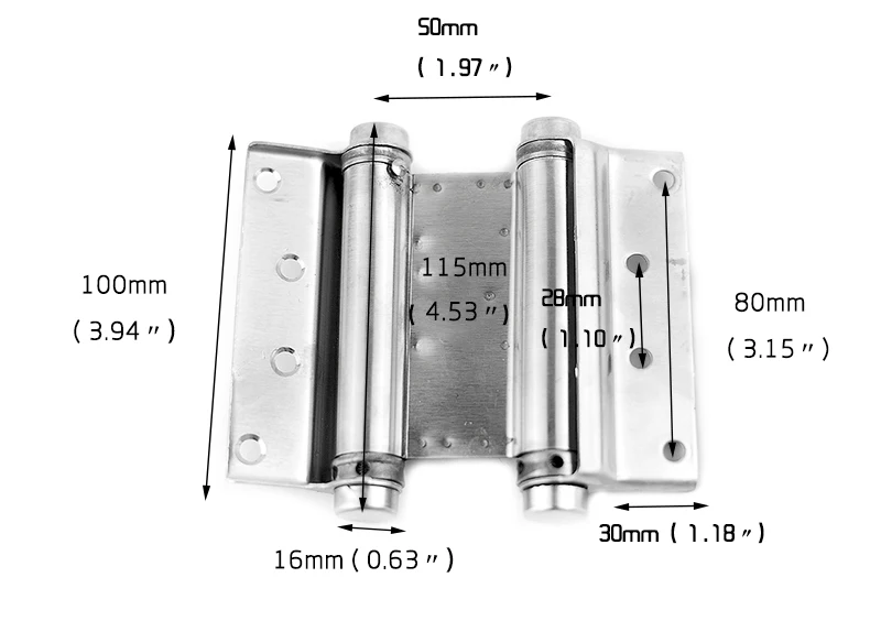 porta da mola da ação dobro dobradiças