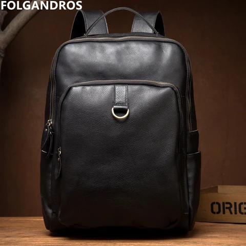 Mochila de Couro Feito à Mão do Vintage Fim de Semana Folgandros Completo Grão Designer Genuíno Portátil Masculino Bolsa
