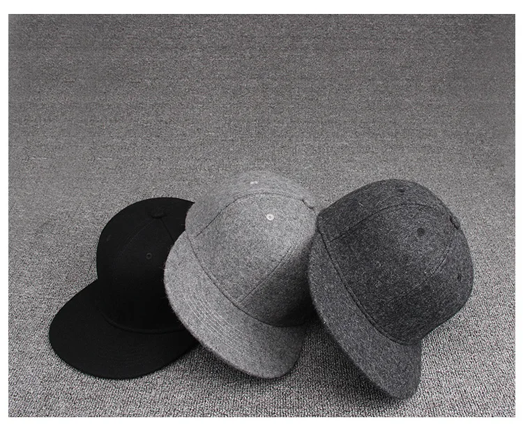 OZyc Новая Зимняя шерстяная шапка Мужская Бейсболка Регулируемая модная новая теплая однотонная черная серая шляпа хип-хоп козырек Шерстяная кепка s