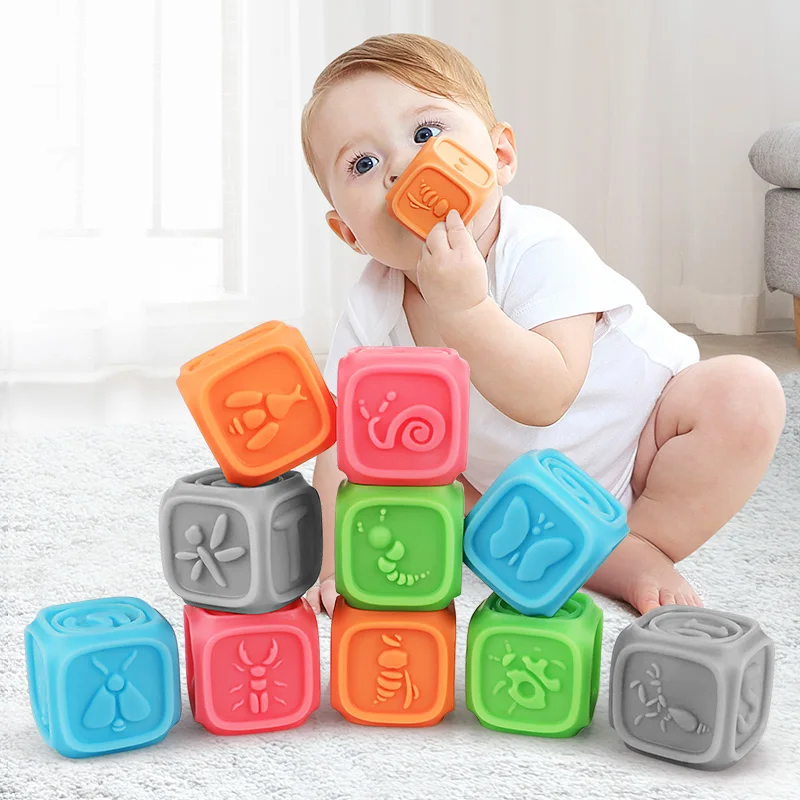 Tumama 10 шт./компл. ребенка понять игрушка строительные блоки 3D прикосновения руки мягкие шарики для массажные с резиновым покрытием Прорезыватели Squeeze Игрушка мяч для ванной игрушки - Цвет: 10pcs