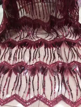 

LASUI W0086 new 1 yard /1 lot 4 color DIY Performance clothing evening Dance skirt tassel sequins embroidery mesh lace fabric