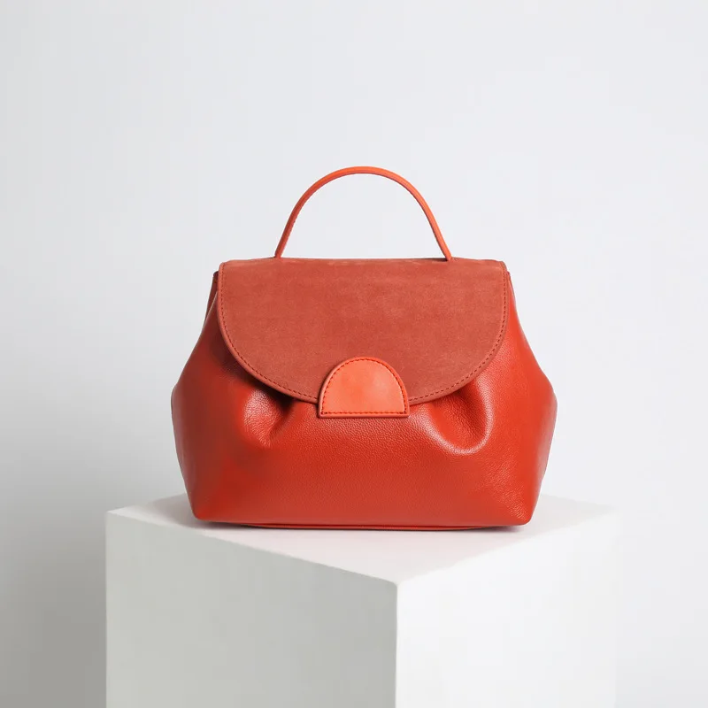 2019 Retro design handbag 100% genuine leather Lady bag female First layer Cowhide Commuting Shoulder Messenger Bag Doctor bag