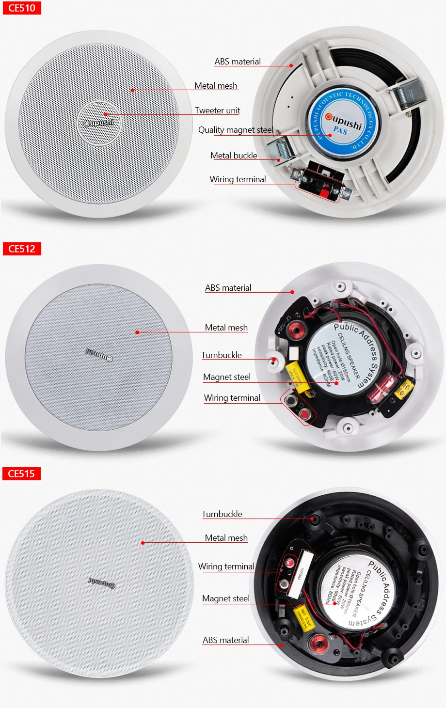 Oupushi CE515 потолочные колонки для домашнего кинотеатра имеют покрытие чувствительности подходит для различных случаев L