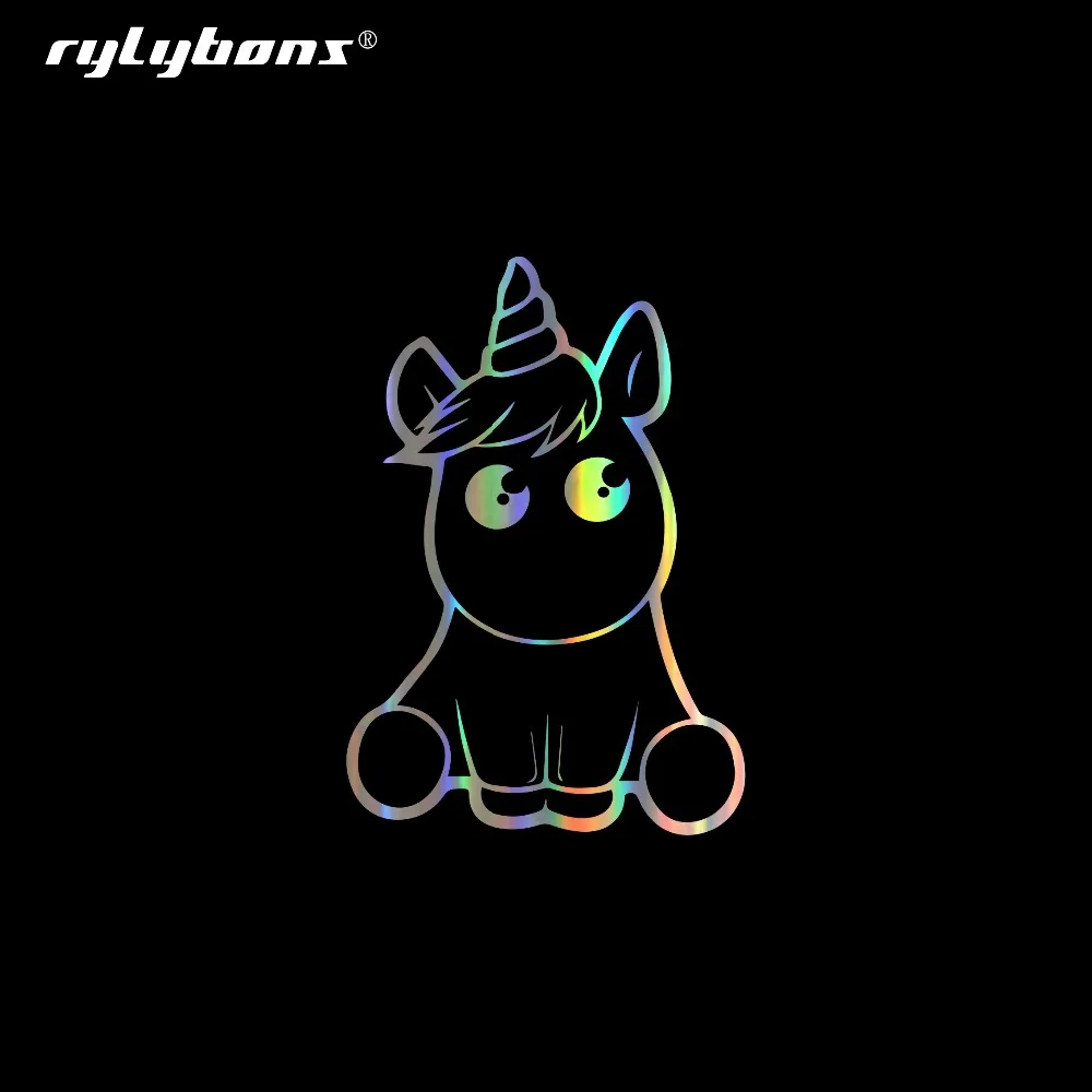 Rylybons 15*10 см милый единорог мультфильм наклейки для автомобиля дверь окно