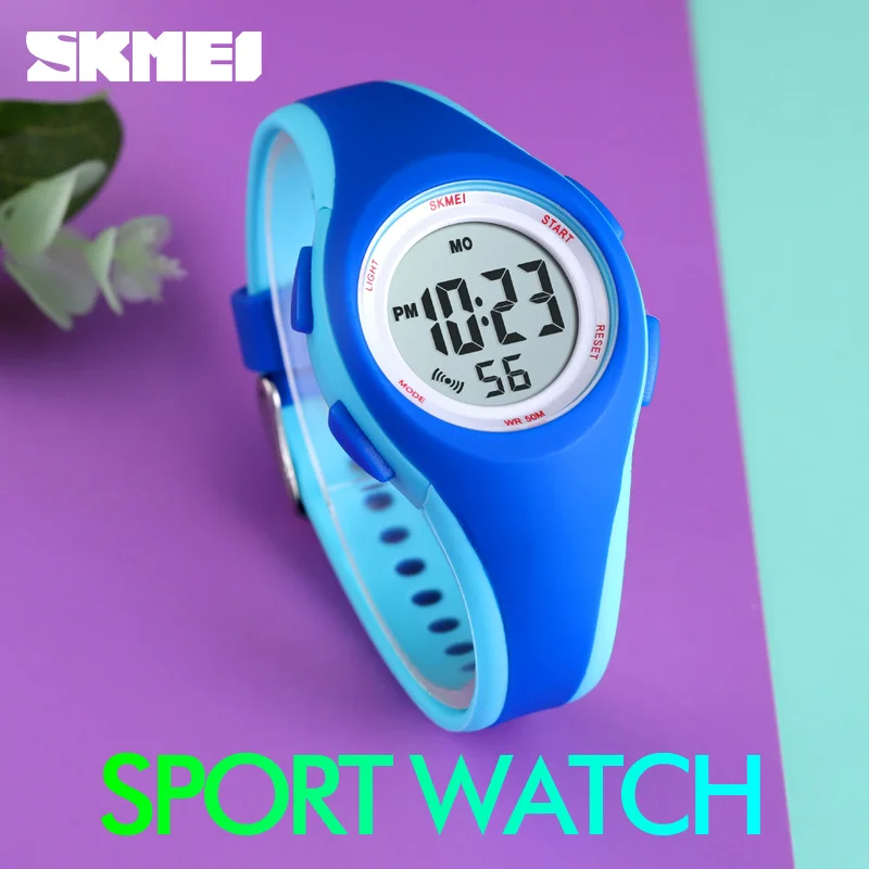 SKMEI 1459 подростковые Спортивные Светящиеся цифровые часы 50 м водонепроницаемые