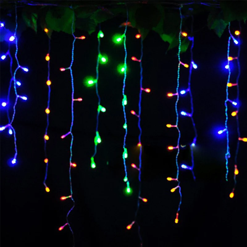 4,5 м свисающие 0,3-0,5 м занавески сосулька гирлянды светодиодные огни ЕС/США штекер рождественский дом наружное украшение