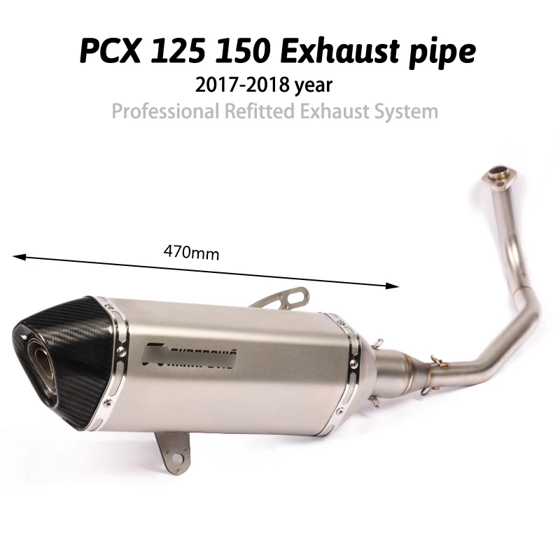 

or 2017 2018 Honda PCX 125 150 Stainless Steel Exhaust Set Modified Front Link Pipe + Exhaust Muffler Pipe Tail Escape Slip On