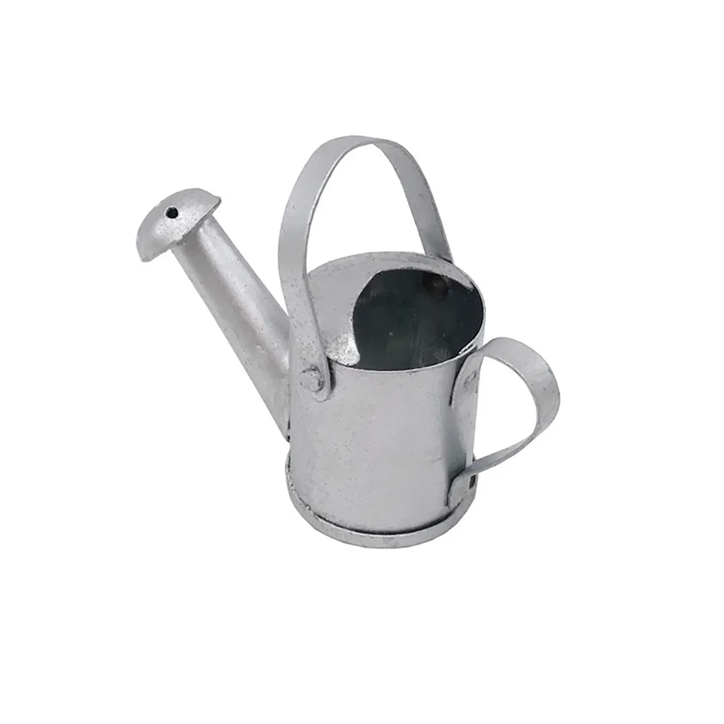 kids Toy Mini Metal Silver Watering Can Garden Miniature Child 5.5cm