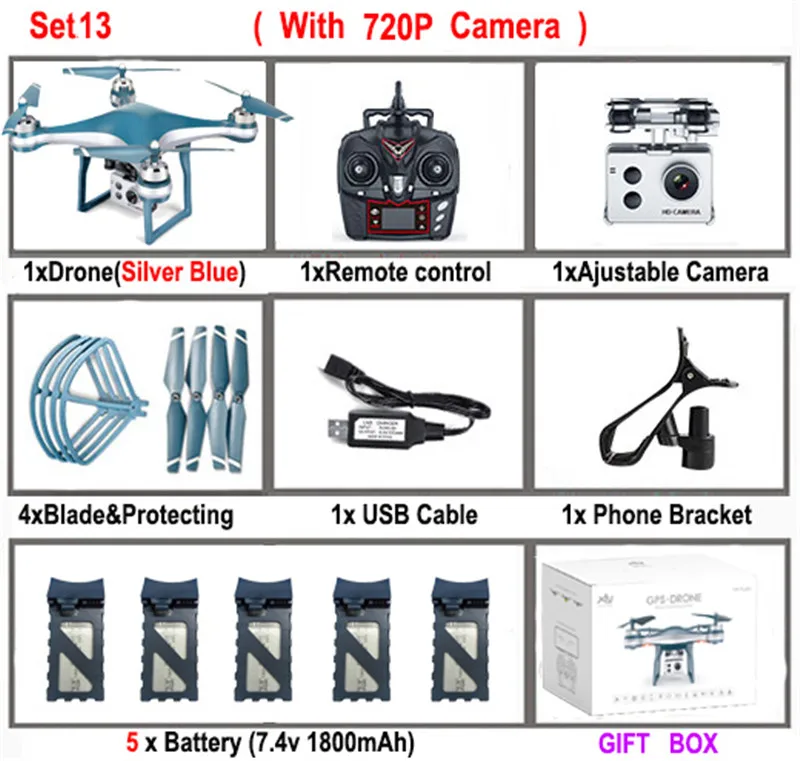 K10 gps 5G Wifi FPV RC Дрон с регулируемой камерой 720 P/1080 P 25 минут время полета низкая мощность возврат вертолет RC Квадрокоптер игрушки - Цвет: Set13
