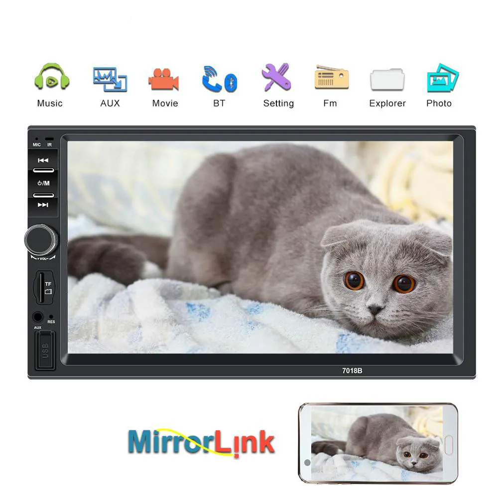 

Car MP5 / MP4 Media Player 7018b Radio Coche Recorder 7 Inch 2 Din Touch Screen 2din Audio MP5 Player Bluetooth TF SD USB