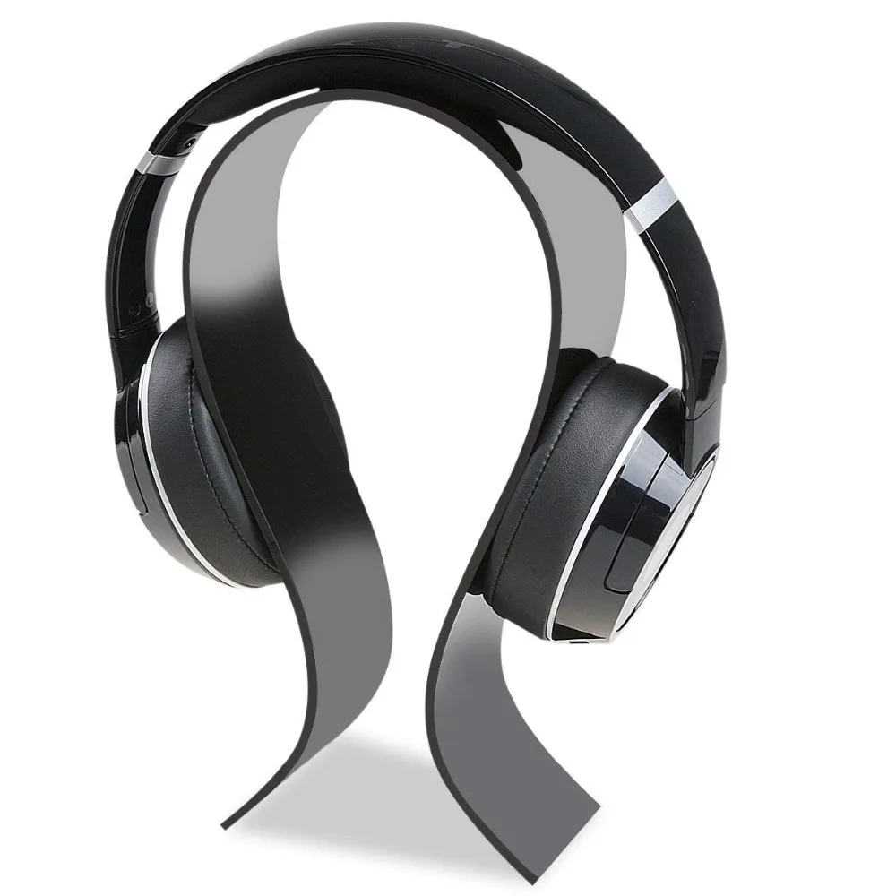 AmoVee Acrylic Headphone Stand Gaming Headset Holder Hanger Extra Thick Black