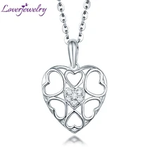 Ожерелье с подвеской в виде бриллианта, Настоящее 18 к белое золото, хорошее ювелирное изделие для подруги на день Хэллоуина, лучший подарок