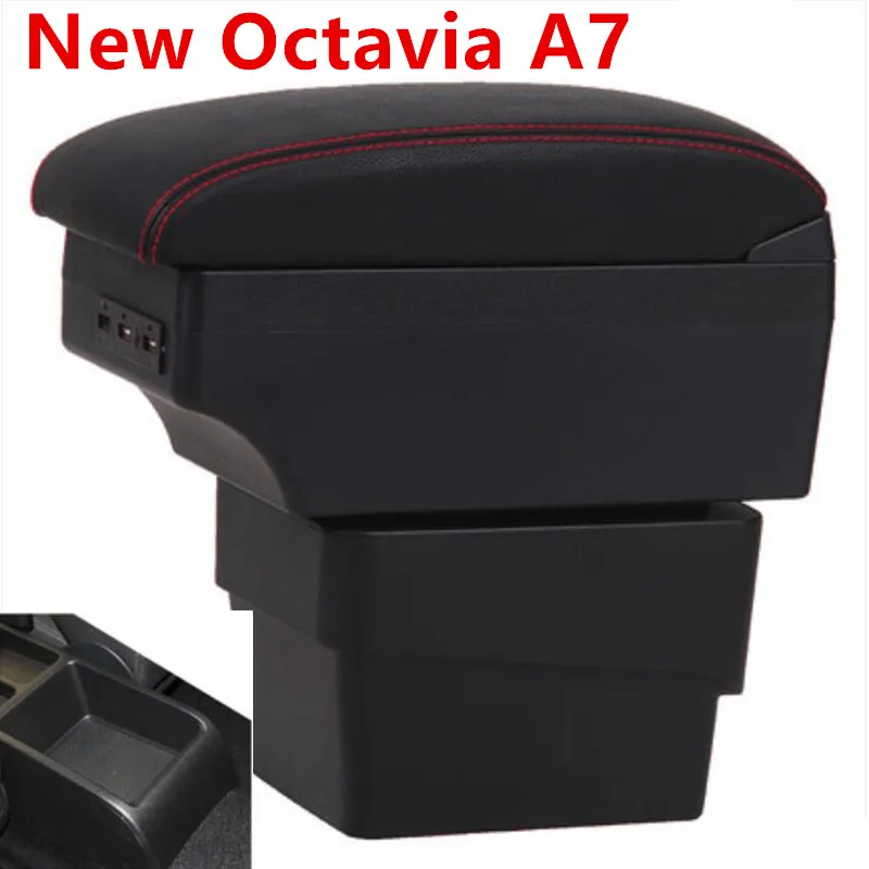 Для Skoda New Octavia A7 подлокотник коробка центральный магазин содержимое Коробка Чехол для хранения USB интерфейс украшения аксессуары