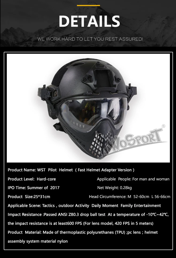 M4 M16 AR 15 Accessories Airsoft tactical Paintball fast helmet WST Pilot Mask for hunting shooting (5)