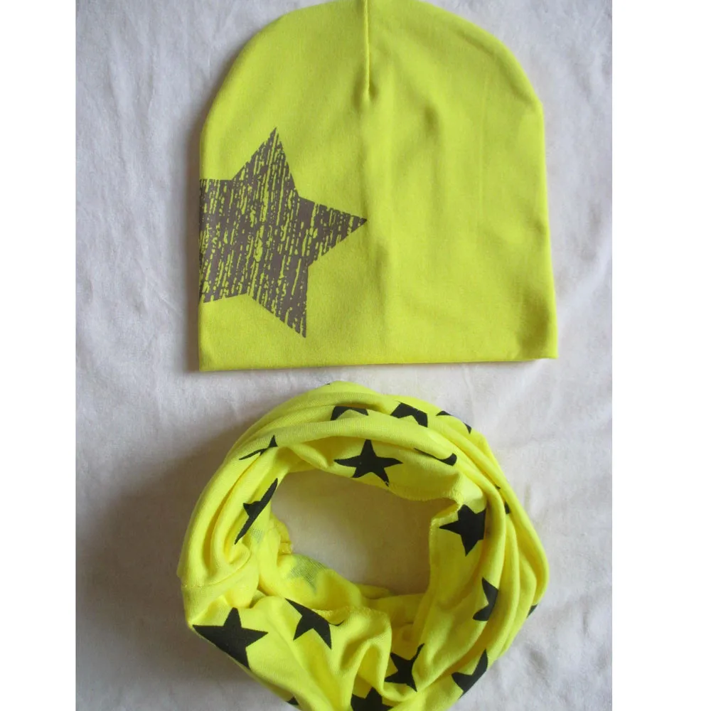 7 цветов Милая модная шапка; шапка шарф для девочек, для мальчиков, с принтом шарф со звездами Детский шарф Горячая падение поставляется ST25