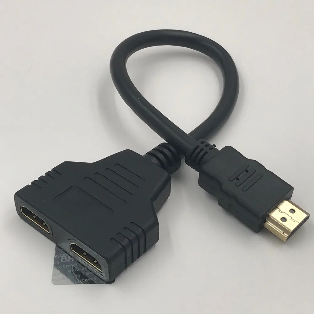 

1FT HDMI Male to Dual Female Adapter High speed M-2F Splitter Data Connector 30cm Cable Free Shipping