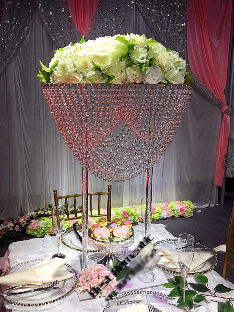 Free Shipping Party Acrylic Crystal Flower Stand wedding centerpiece