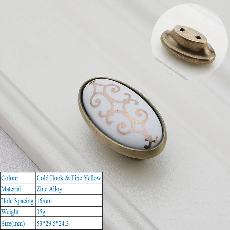 Европейский стиль цинк литой антикварный керамический цвет аппаратные ручки мебель дверная ручка шкаф сервант шкаф для кухни ручки - Цвет: Gold Hook 6038-16mm