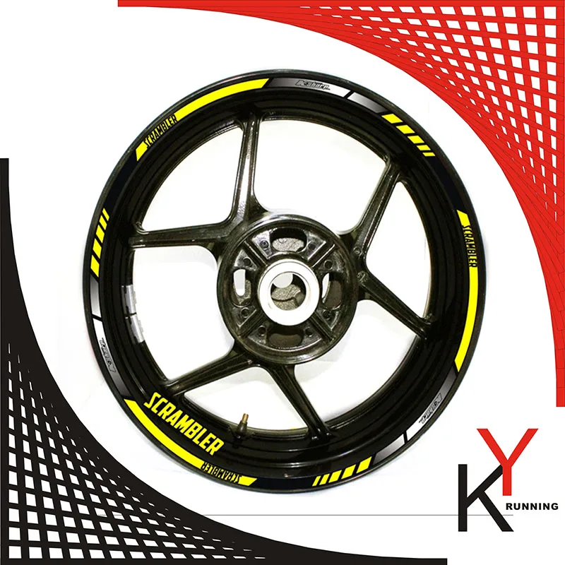 

KYRUNNING for DUCATI scrambler motorcycle wheel decals Reflective stickers rim stripes scrambler motorbike scrambler 8COLOR