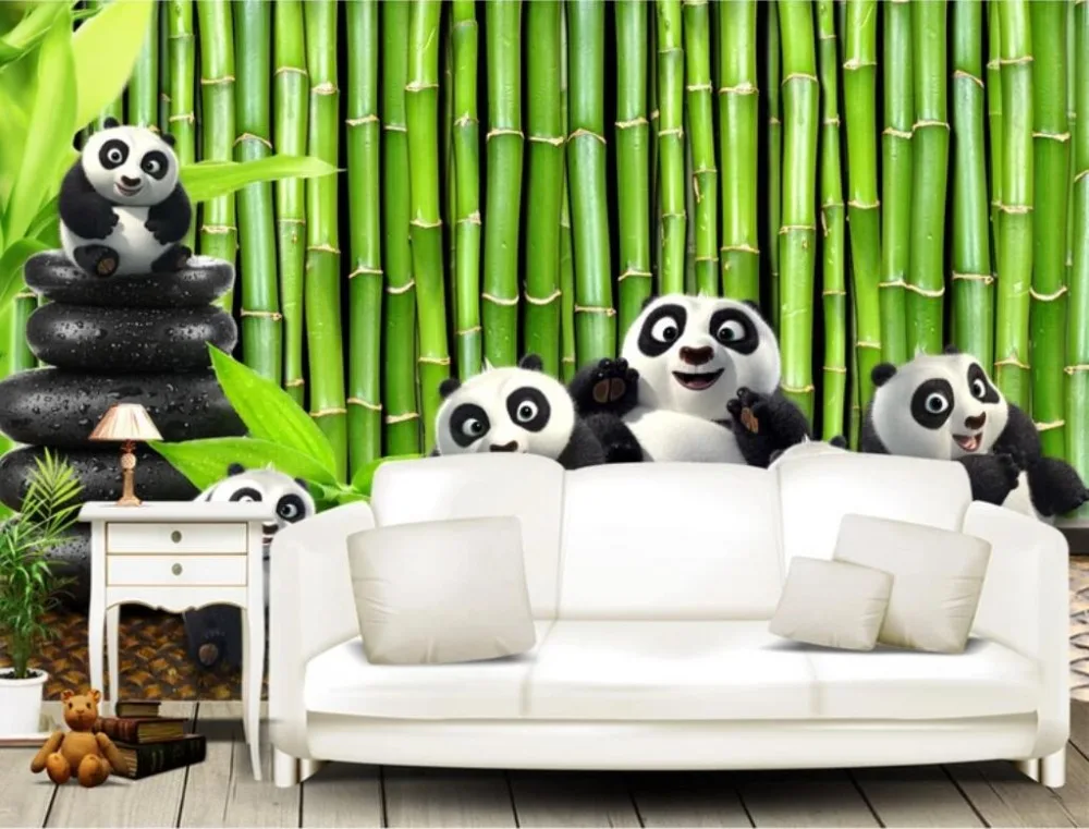 Beibehang заказ обои 3D Фреска свежий и красивый зеленый бамбук Милая Панда 3D ТВ задний план стены papel де parede