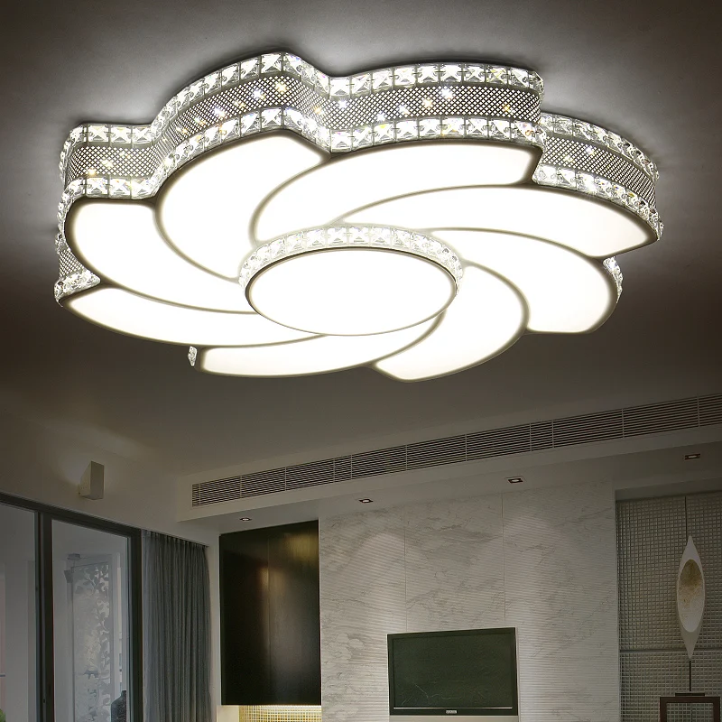 

modern led ceiling lights crystal lampshade dimming living room foyer lighting fixtures bedroom kitchen plafonnier ceiling lamp