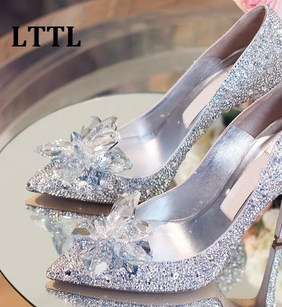 glass wedding heels