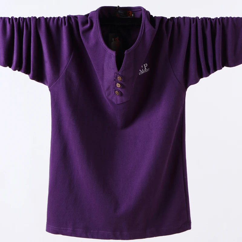 

2019 Autumn Men T Shirt Button Big Tall Cotton Long Sleeve T Shirts Men Big Size Casual T-Shirt Solid 5xl 6xl Fit Tee Top Male