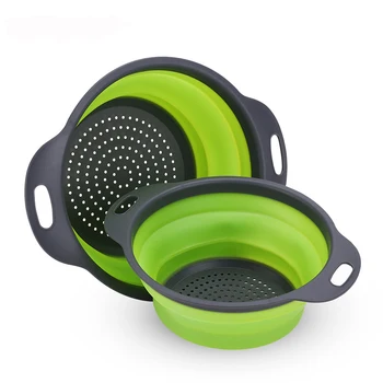 

Silicone Foldable Colander Vegetable Fruit Washing Drain Strainer Basket Strainer Collapsible Colander With Handle Kitchen Tools