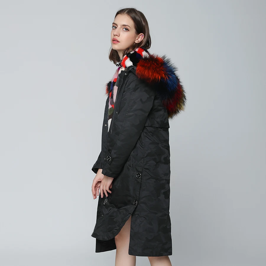 Женская парка камуфляжной расцветки OFTBUY длинная куртка с большим натуральным