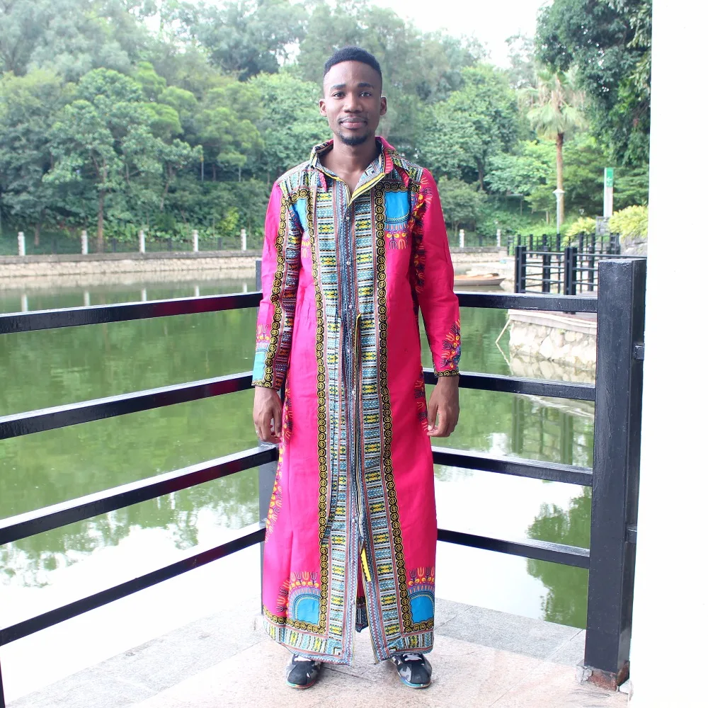 Dashikiage Унисекс Новая мода Базен длинная рубашка Африканский кафтан с длинным рукавом Дашики пояс