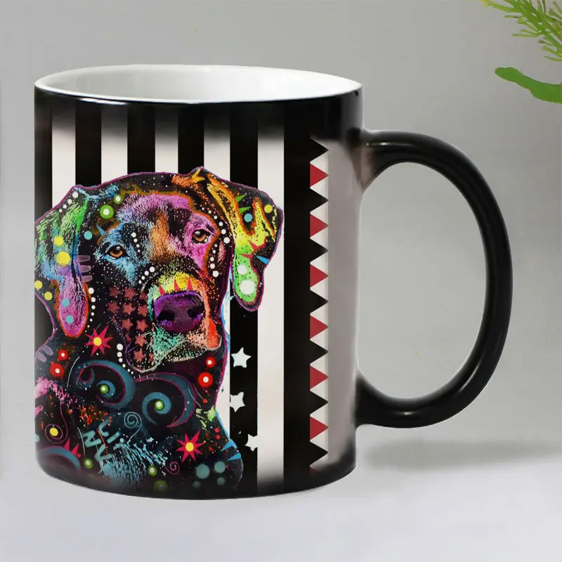 New Colorful dogs Heat Reveal Coffee mug Ceramic Color changing Magic