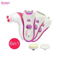 6 в 1 Эпилятор Женская бритва электрическая машинка для удаления волос depilador kemei щетка для очищения лица для бикини триммер для тела для женщин устройство
