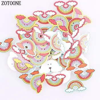 

ZOTOONE 100pcs Two Holes Mix Corlor Wooden Rainbow Button Cartoon DIY Scrapbooking Crafts Button Decoration Sewing Accessories C