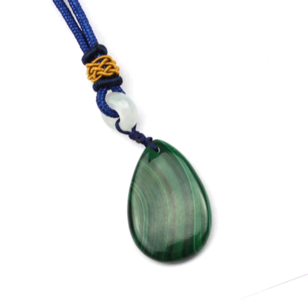 Кулон из натурального малахитового камня, натуральное ожерелье с драгоценным камнем, Подвеска для женщин - Окраска металла: 20x30mm