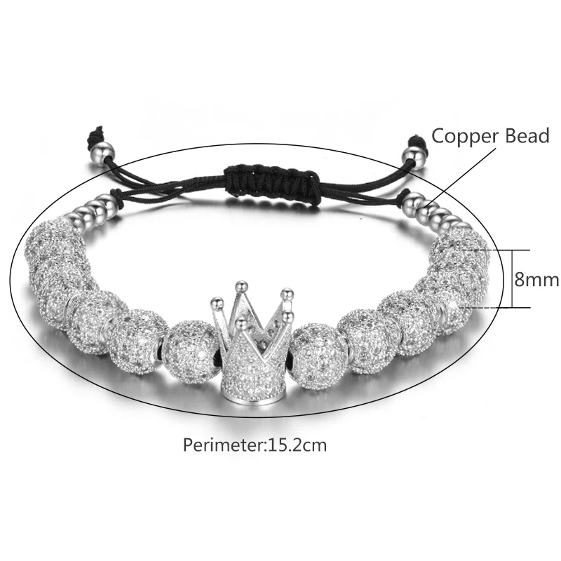 Brand 2017 Luxury Crystal Ball Crown Charm Bracelets For Women Rhinestone Adjustable Female Bracelet Accessories Pulseiras