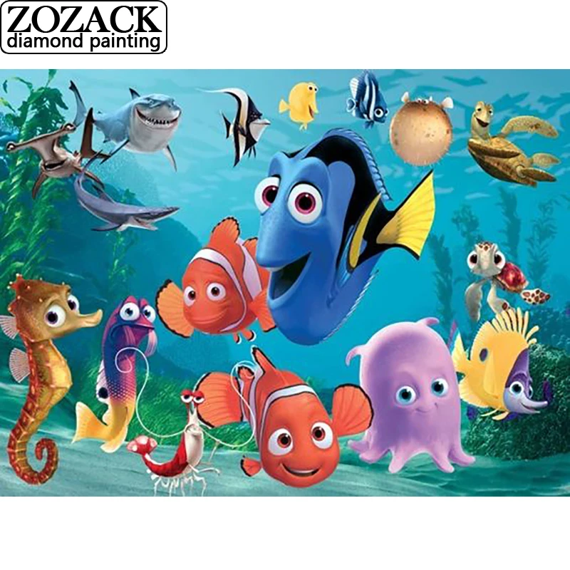 

5d Diy Diamond Painting Cross Stitch Fish on The Seabed Picture of Rhinestone,full Square Drill,diamond Embroidery Mosaic Decor