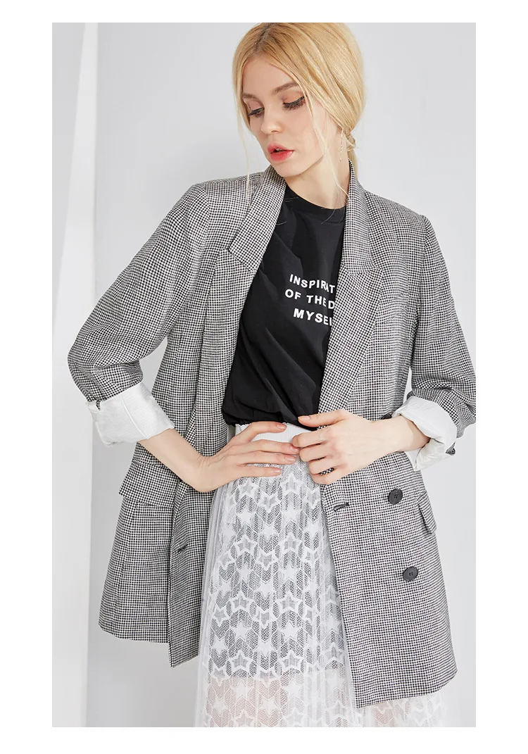 Fashion classic plaid blazers coat 2018 Autumn slim fit women's jackets coat D272